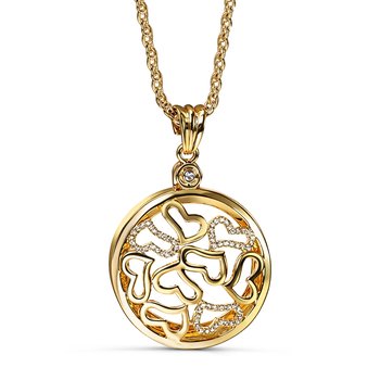Open Cutout Heart Pendant Magnifier with Swarovski Crystals T494-TY2963