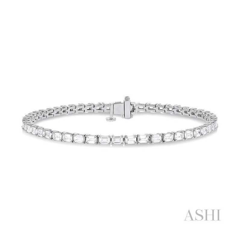 ASHI Emerald Shape East-West Diamond Tennis Bracelet