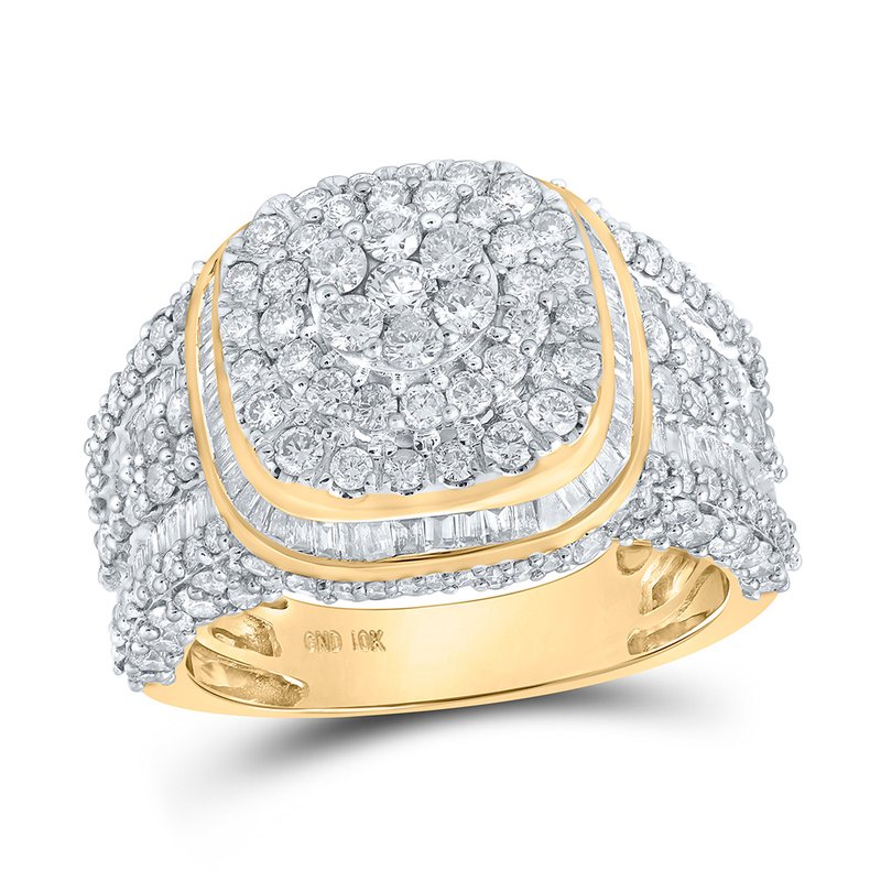 GND 10kt Yellow Gold Mens Round Diamond Cushion Square Square Ring