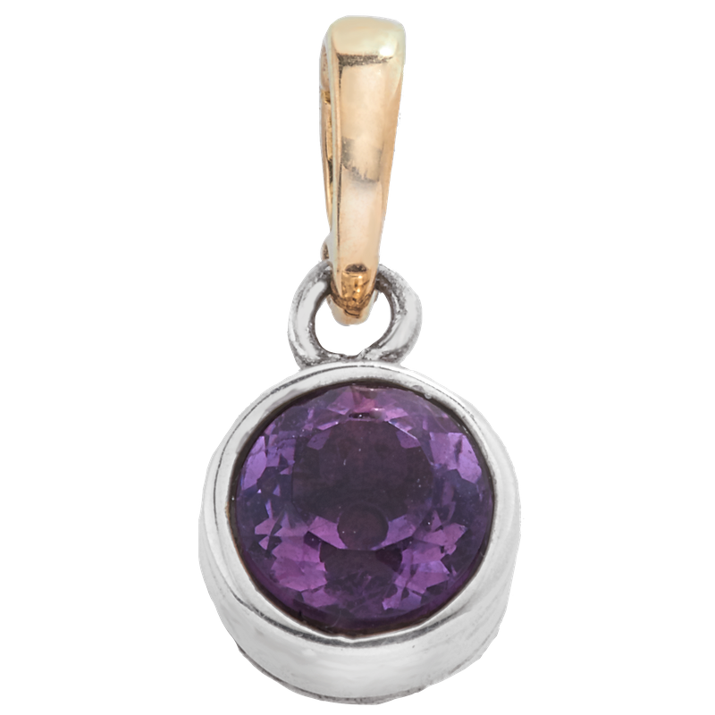 Alisa Round Amethyst Traversa Sterling Pendant with Yellow Alisa Round Amethyst Traversa Sterling Pendant with Yellow