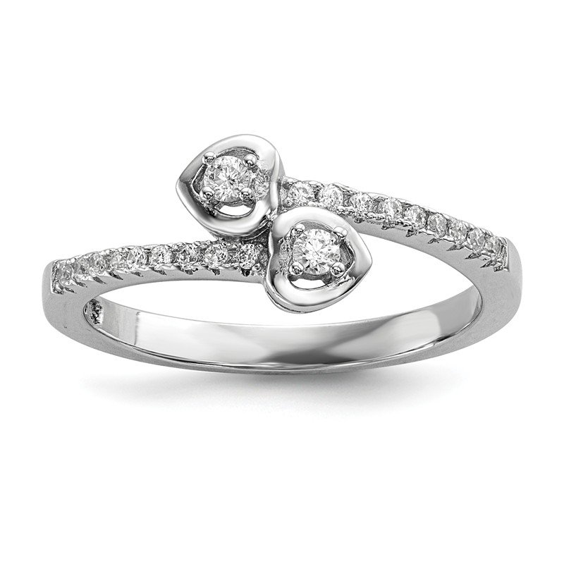 Sterling Silver CZ Brilliant Embers Double Hearts Two-Stone Ring Sterling Silver CZ Brilliant Embers Double Hearts Two-Stone Ring