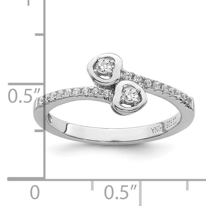 Sterling Silver CZ Brilliant Embers Double Hearts Two-Stone Ring Sterling Silver CZ Brilliant Embers Double Hearts Two-Stone Ring