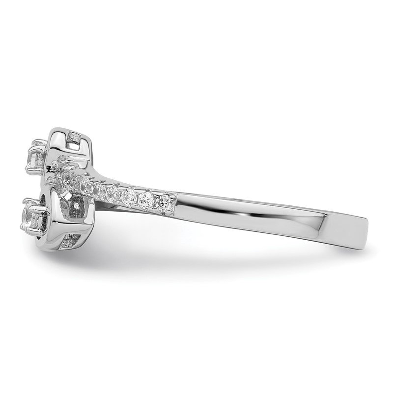 Sterling Silver CZ Brilliant Embers Double Hearts Two-Stone Ring Sterling Silver CZ Brilliant Embers Double Hearts Two-Stone Ring