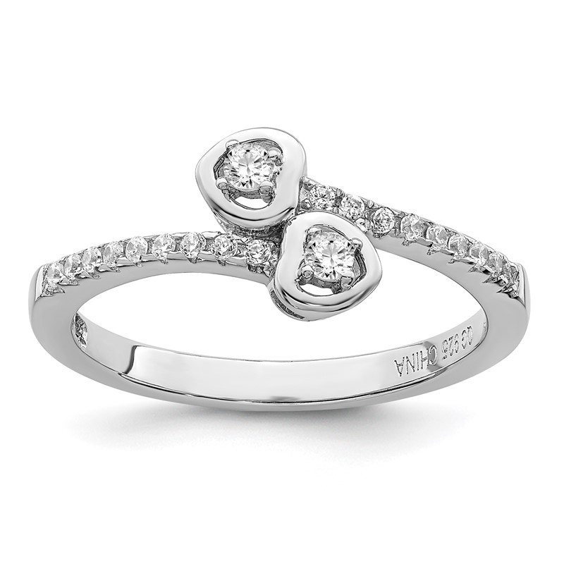Sterling Silver CZ Brilliant Embers Double Hearts Two-Stone Ring Sterling Silver CZ Brilliant Embers Double Hearts Two-Stone Ring