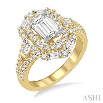 Emerald Shape Semi-Mount Halo Diamond Engagement Ring 228A1OHFHYW-SM