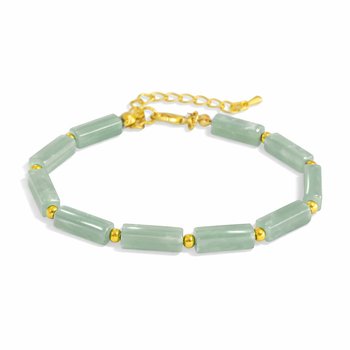 Light Green Natural Stone Stick and Bead Adjustable Bracelet J452-JBR51980-V3