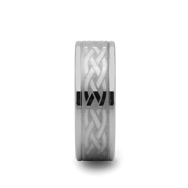 Thorsten PAETUS Flat Dual Offset Grooved Tungsten Ring with Celtic Design - 8mm & 10mm Thorsten PAETUS Flat Dual Offset Grooved Tungsten Ring with Celtic Design - 8mm & 10mm