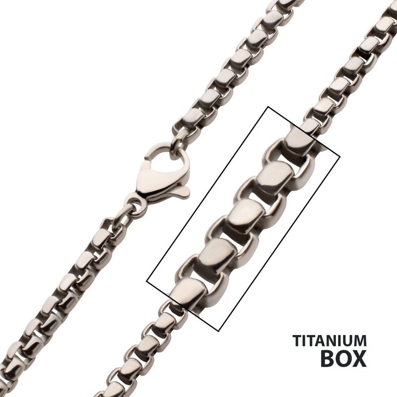 INOX Jewelry 3mm Titanium Box Chain Necklace with Lobster Clasp