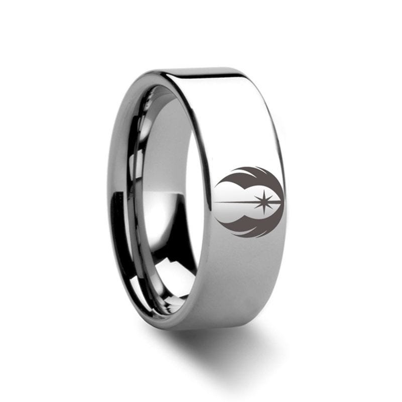 Thorsten Jedi Order Symbol Star Wars Polished Tungsten Engraved Ring Jewelry - 2mm - 12mm Thorsten Jedi Order Symbol Star Wars Polished Tungsten Engraved Ring Jewelry - 2mm - 12mm