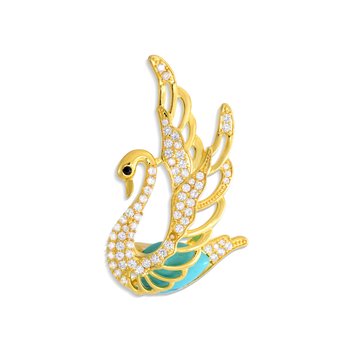 Crystal-Embelished Swan Brooch Z124-LN4093