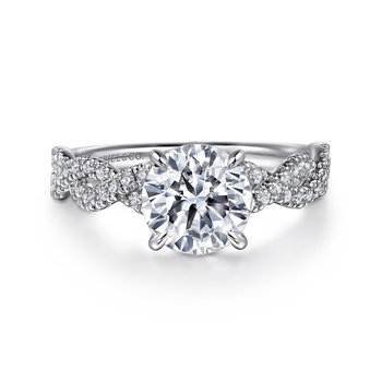 14K White Gold Twisted Round Diamond Engagement Ring ER16142R6W44JJ