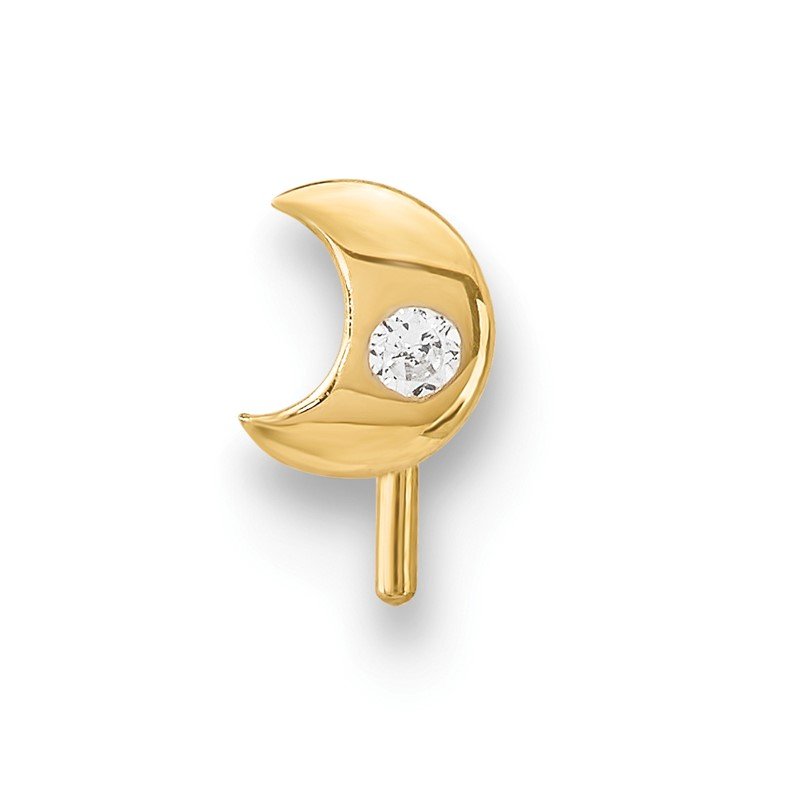14k Yellow Gold CZ Moon Nose Stud 14k Yellow Gold CZ Moon Nose Stud