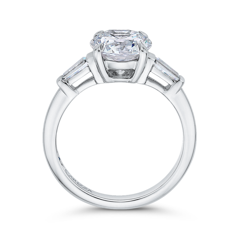 Carizza 14K White Gold Round Diamond Classic Engagement Ring