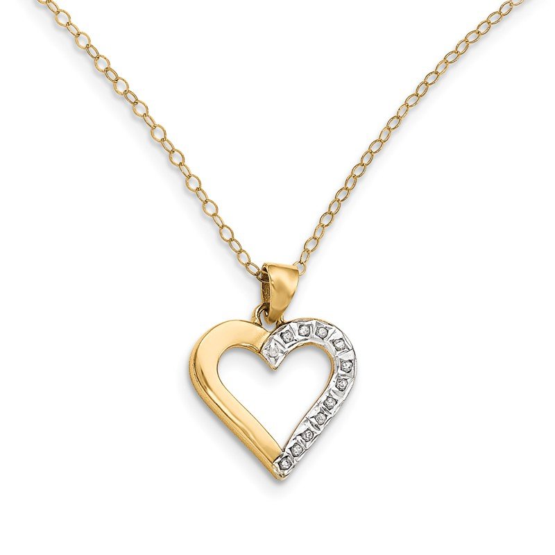 Sterling Silver Yellow Gold Plated Diamond Mystique Heart Pendant Necklace Sterling Silver Yellow Gold Plated Diamond Mystique Heart Pendant Necklace