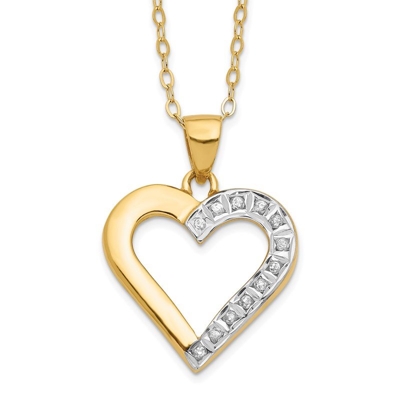 Sterling Silver Yellow Gold Plated Diamond Mystique Heart Pendant Necklace Sterling Silver Yellow Gold Plated Diamond Mystique Heart Pendant Necklace