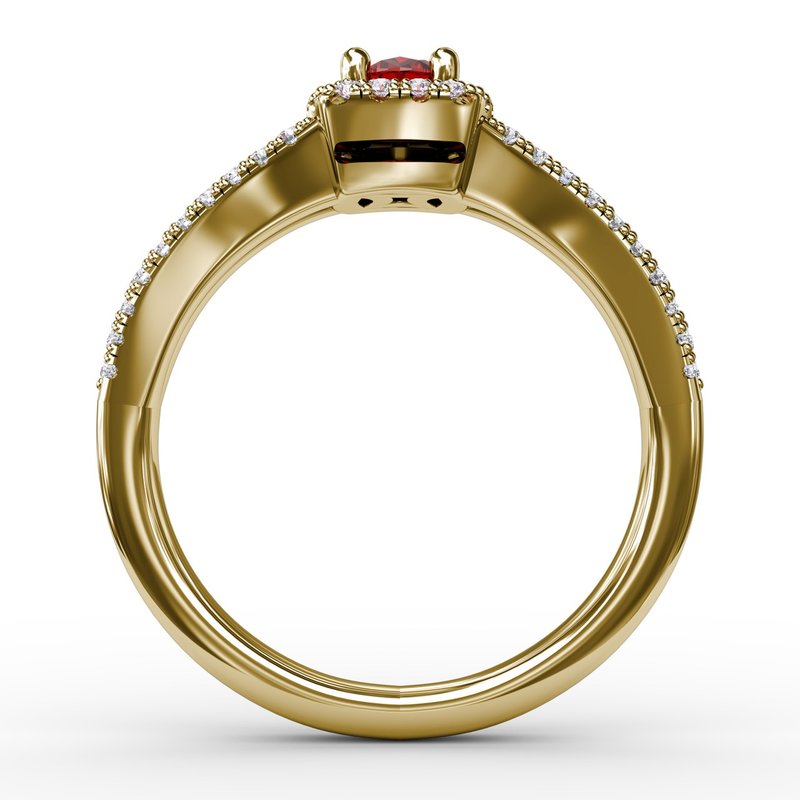 Split Shank Oval Ruby and Diamond Ring R1483R - Fana