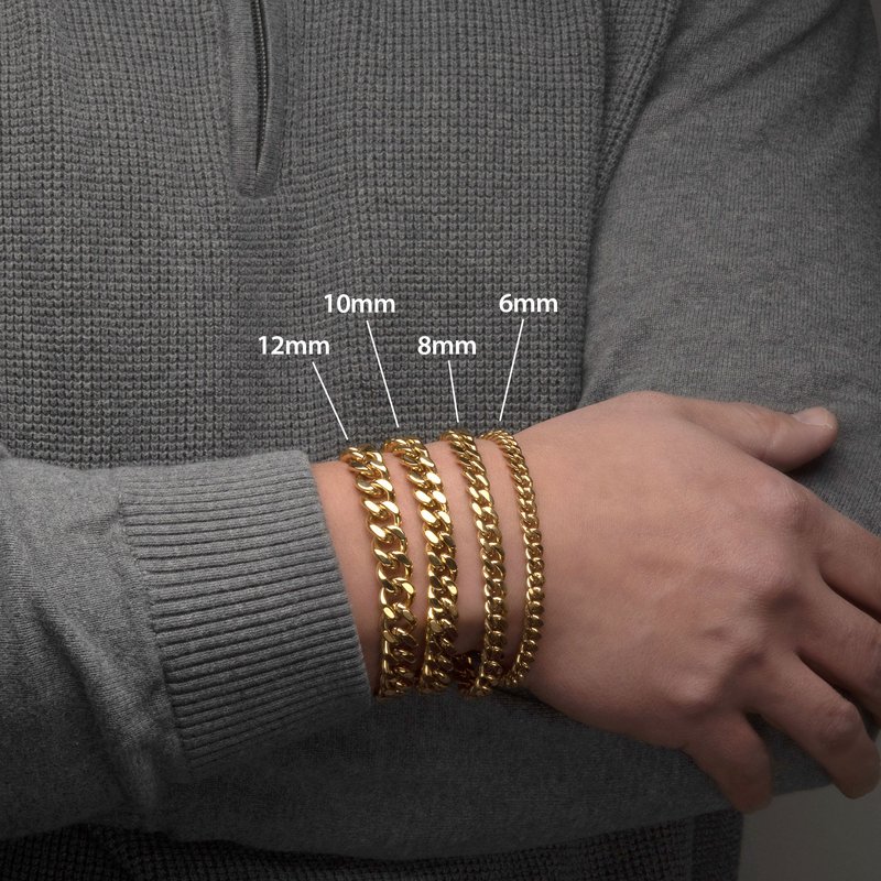 INOX Jewelry 8mm 18K Gold IP Miami Cuban Chain Bracelet INOX Jewelry 8mm 18K Gold IP Miami Cuban Chain Bracelet