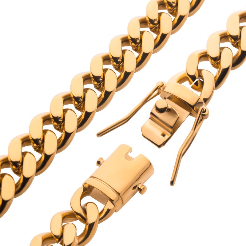 18K 8mm Miami Gold Miami Cuban Necklace and outlet Bracelet Set.