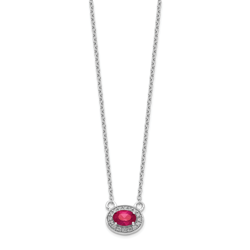14k White Gold Diamond and Oval Ruby 18 inch Necklace 14k White Gold Diamond and Oval Ruby 18 inch Necklace