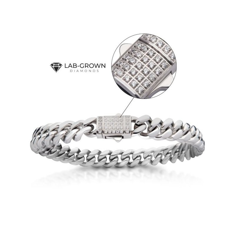 INOX Jewelry 8mm Steel Miami Cuban Chain Bracelet with CNC