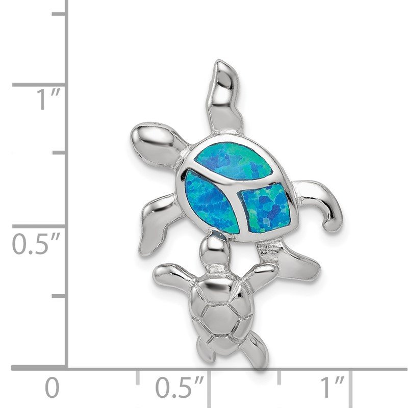 Sterling Silver Blue Inlay Created Opal Turtle Pendant Sterling Silver Blue Inlay Created Opal Turtle Pendant