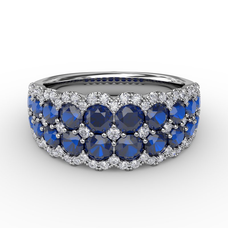 Get Sentimental Sapphire and Diamond Double Row Ring R1636S