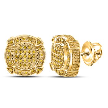 GND 10kt Yellow Gold Baguette Diamond Square Earrings 5/8