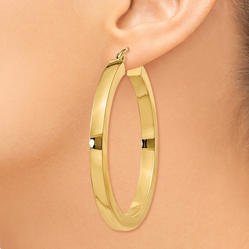 14k 3mm Polished Square Hoop Earrings