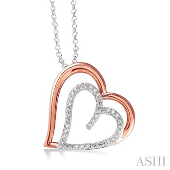 a♡ ASHI Silver Double Heart Shape Diamond Fashion Pendant