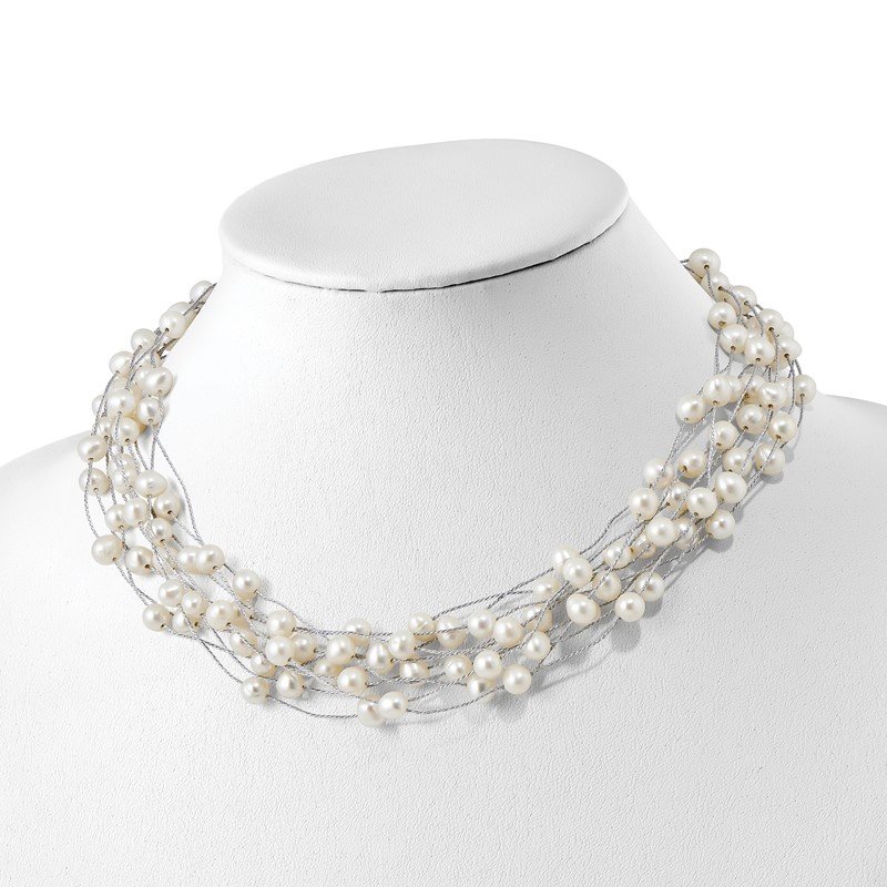 Sterling Silver Multi Strand Pearl Necklace Sterling Silver Multi Strand Pearl Necklace