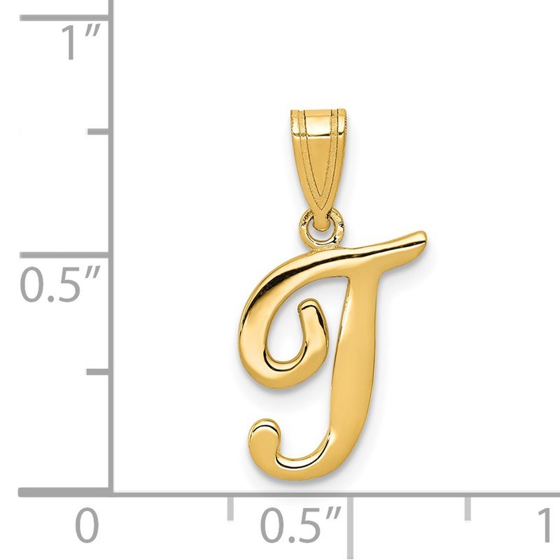 Quality Gold 14KY Script Letter T Initial Pendant YC993T Hoff