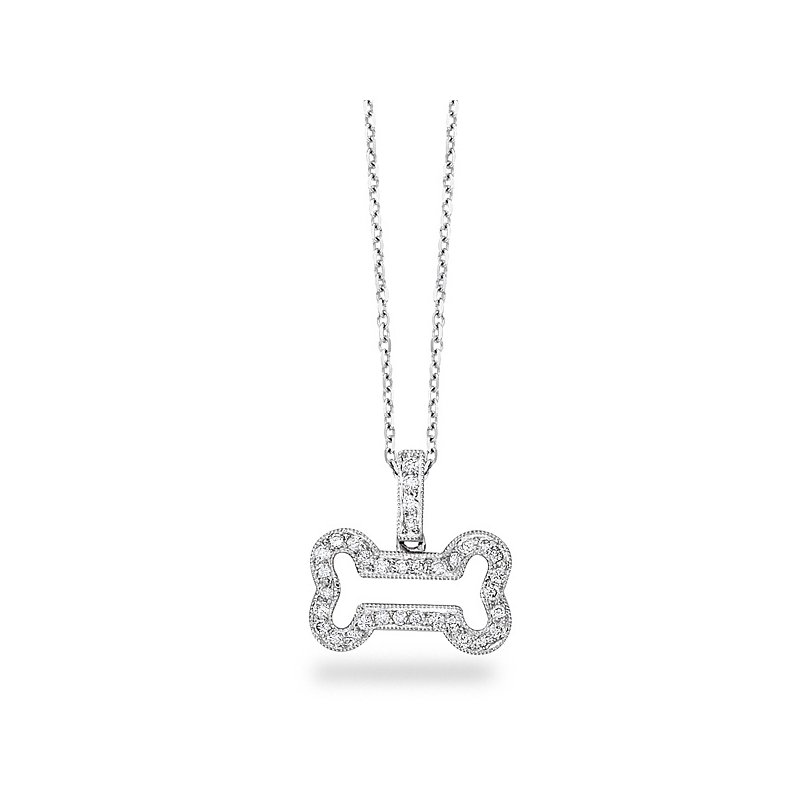 Diamond shops dog bone pendant