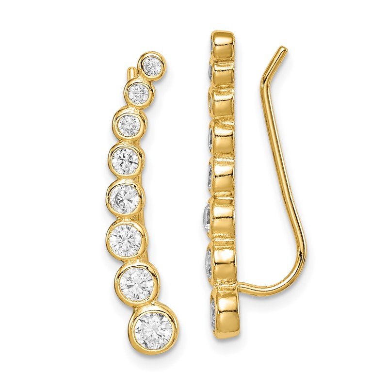 Ear Climber Earrings Graduated Cubic Zirconia Gold-plated Sterling Silver Ear Climber Earrings Graduated Cubic Zirconia Gold-plated Sterling Silver