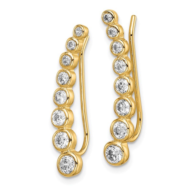 Ear Climber Earrings Graduated Cubic Zirconia Gold-plated on Sterling Silver Ear Climber Earrings Graduated Cubic Zirconia Gold-plated on Sterling Silver