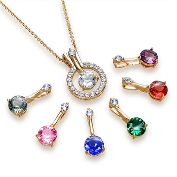 Interchangeable Precious Crystals Round Pendant Z124-101305GT