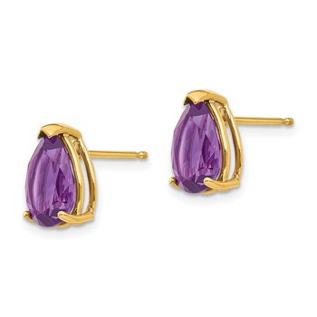 Quality Gold 14k 10x7mm Pear Amethyst Earrings XE83AM - Mr