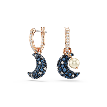Swarovski Sublima drop earrings, Moon, White, Rhodium plated