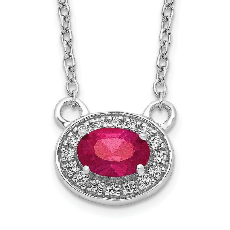 14k White Gold Diamond and Oval Ruby 18 inch Necklace 14k White Gold Diamond and Oval Ruby 18 inch Necklace