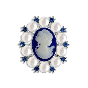 Victorian Style Brooch with Faux Pearls and Rhinestones T494-TY3692