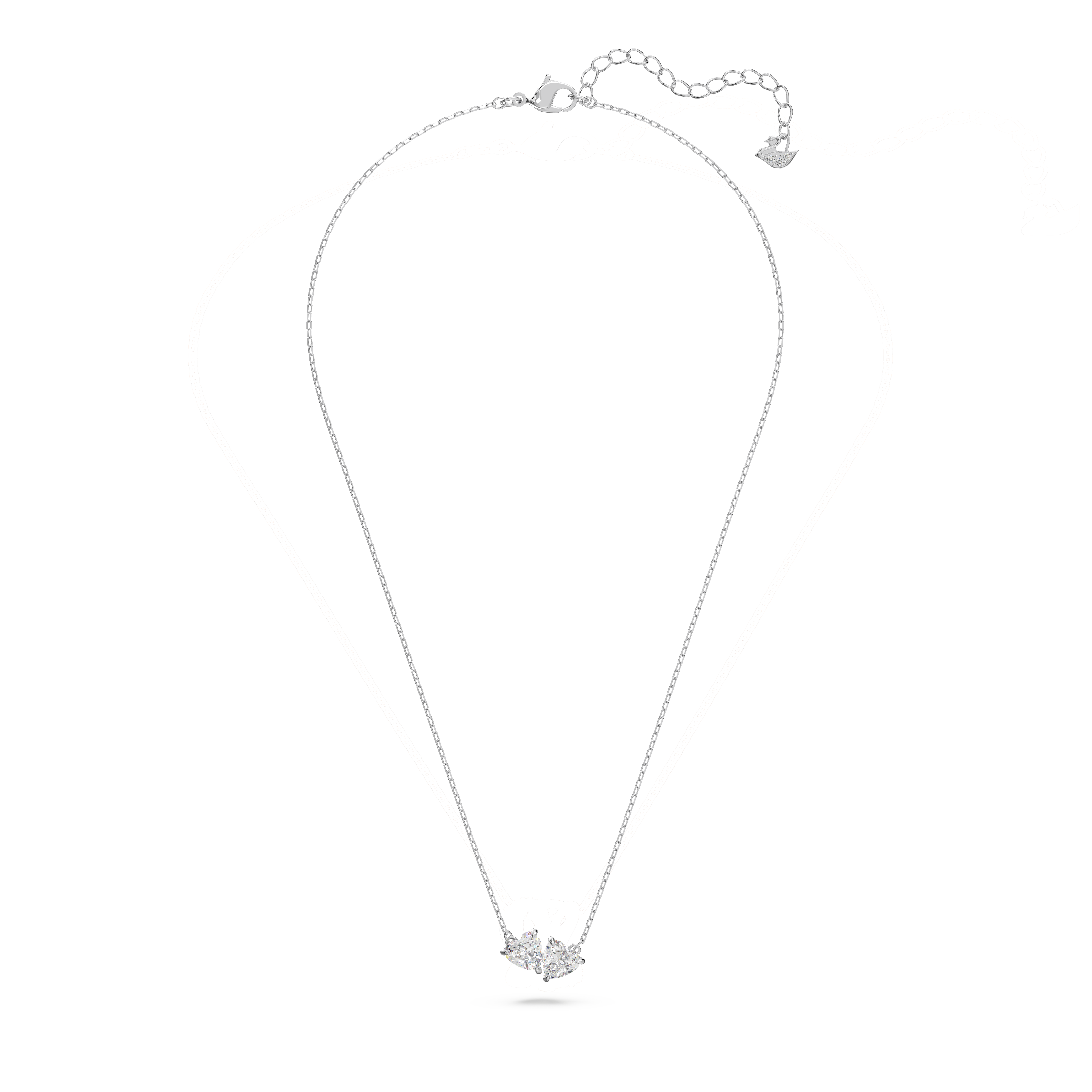 Swarovski Mesmera Attract necklace, Heart, White, Rhodium plated