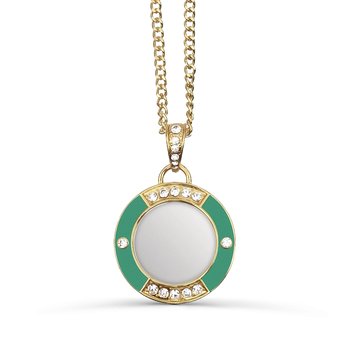 Green Enamel and Rhinestones Magnifier Pendant J452-JJP50534GR