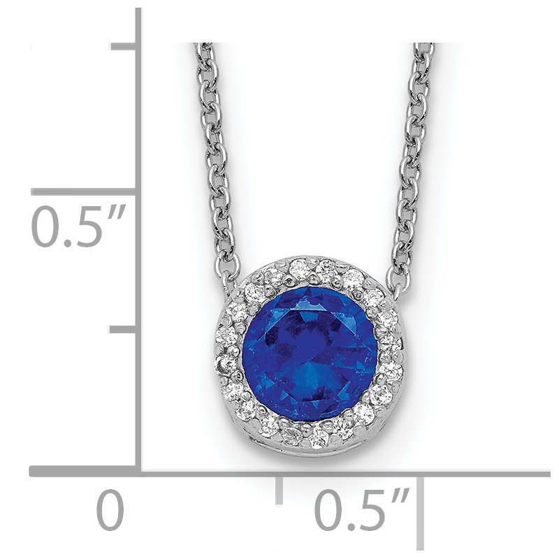 Cheryl M Sterling Silver Round Created Ruby & CZ Halo Pendant Necklace Cheryl M Sterling Silver Round Created Ruby & CZ Halo Pendant Necklace