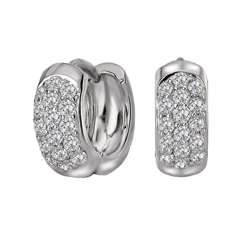 Diamond Huggie Hoop Earrings 121456-W - Romance