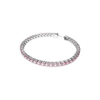 Swarovski Matrix Tennis bracelet, Round cut, White, Gold