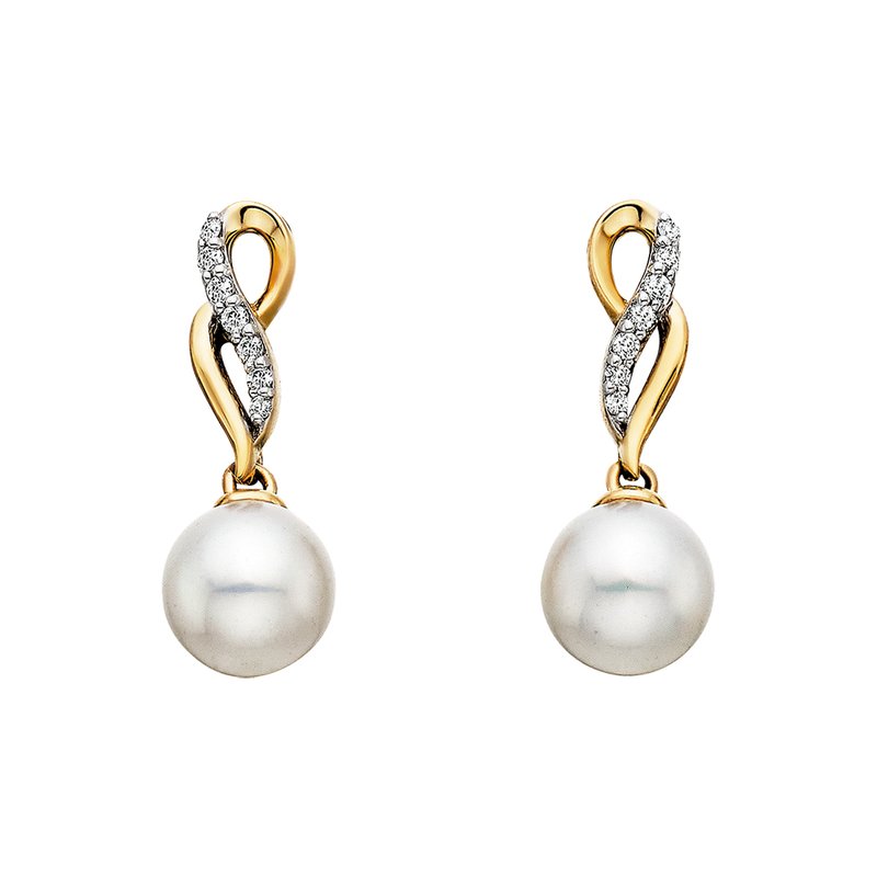 Diamond Freeform Pearl Earring JIL14B3254PL - Berco Jewelry