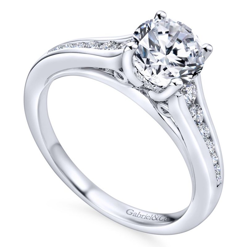Gabriel Bridal 14K White Gold Round Diamond Engagement Ring ...
