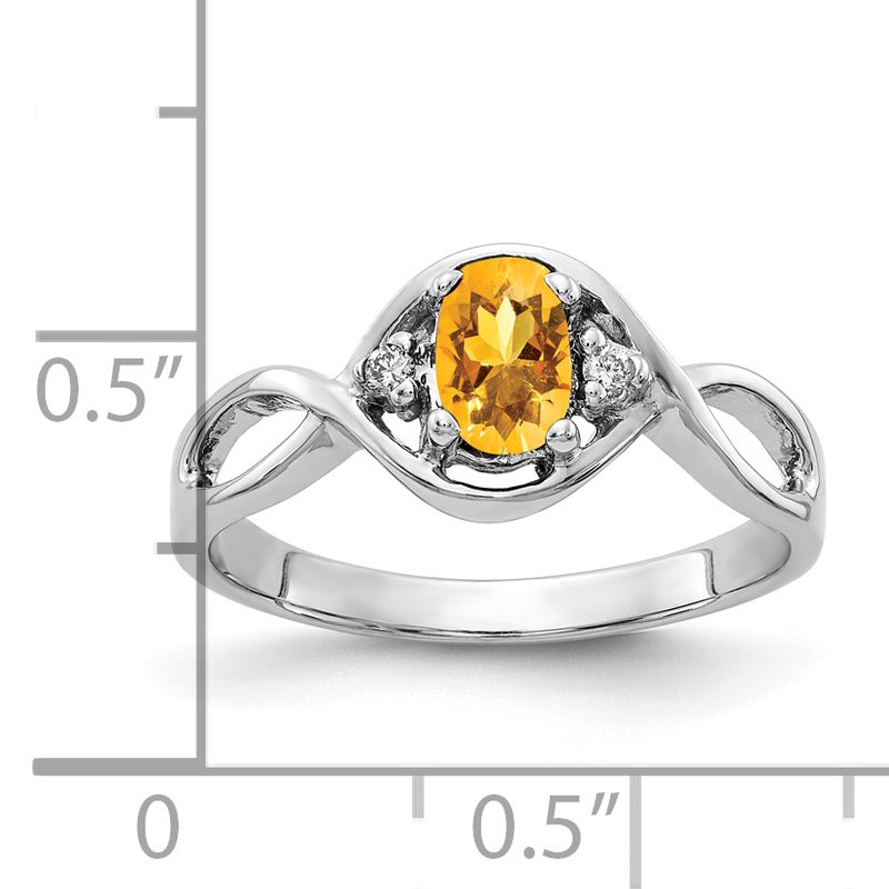 14k White Gold Oval 5x3mm Citrine And Diamond Ring 14k White Gold Oval 5x3mm Citrine And Diamond Ring