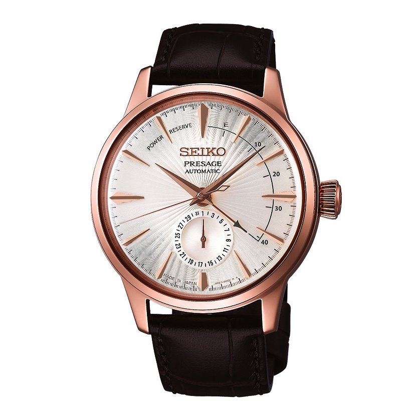 Seiko Presage Rose Gold Automatic Leather Strap Watch SSA346 King s Fine Jewellery