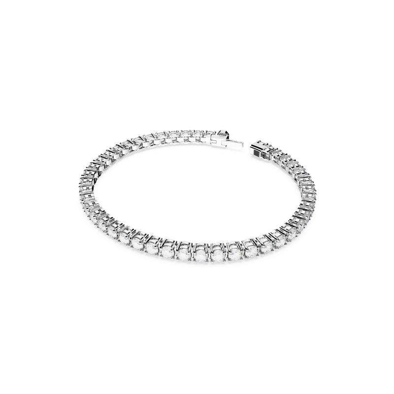 Swarovski Matrix Tennis bracelet, Round cut, White, Rhodium