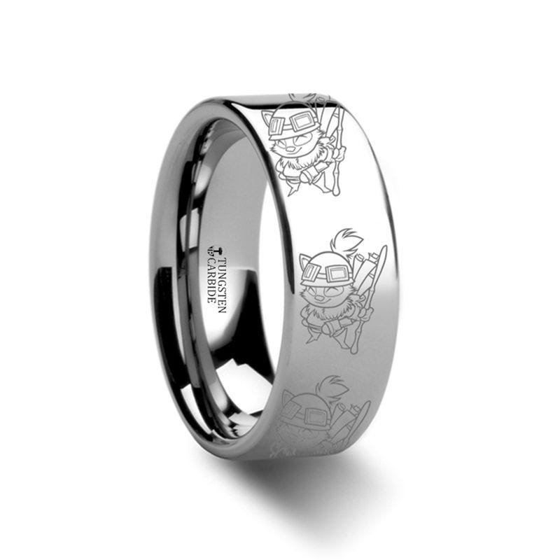 Thorsten Teemo Swift Scout Polished Tungsten Engraved Ring League of Legends Band - 4mm-12mm Thorsten Teemo Swift Scout Polished Tungsten Engraved Ring League of Legends Band - 4mm-12mm